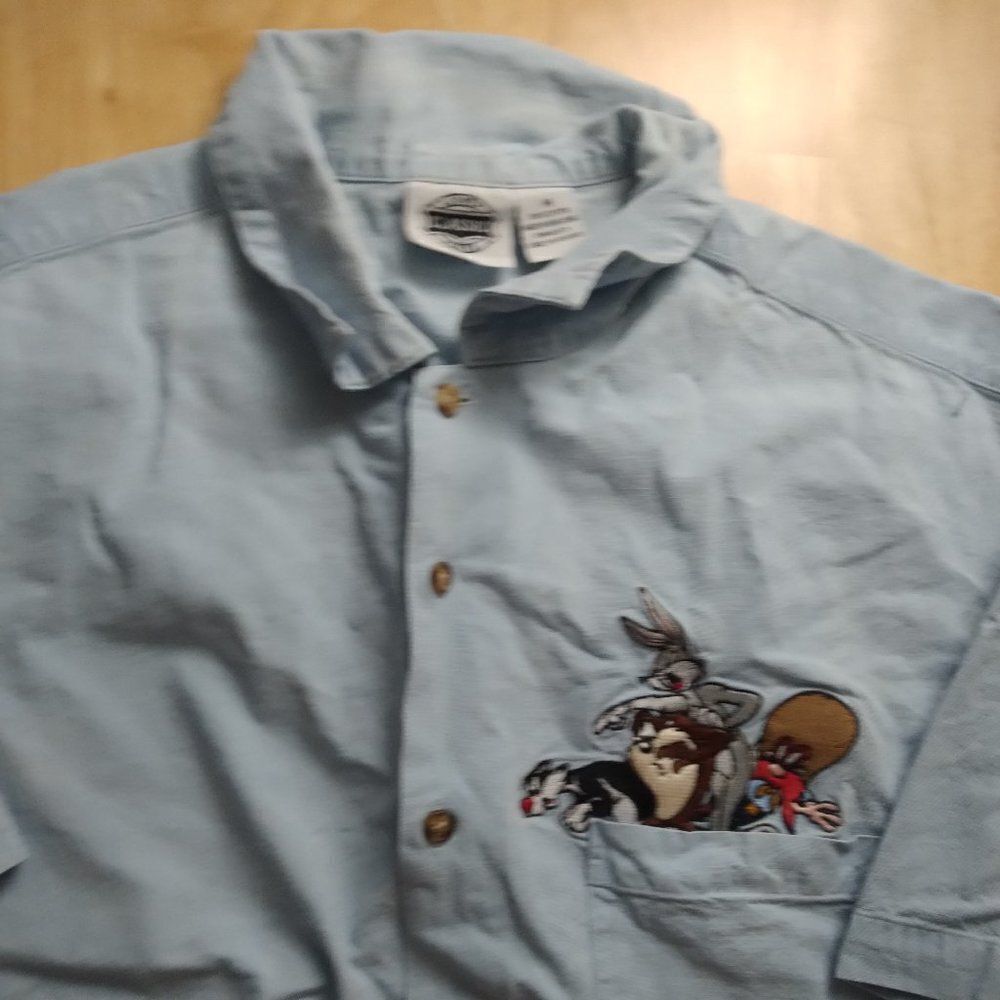 Vintage Looney Tunes Pocket Embroidered Button Down Shirt